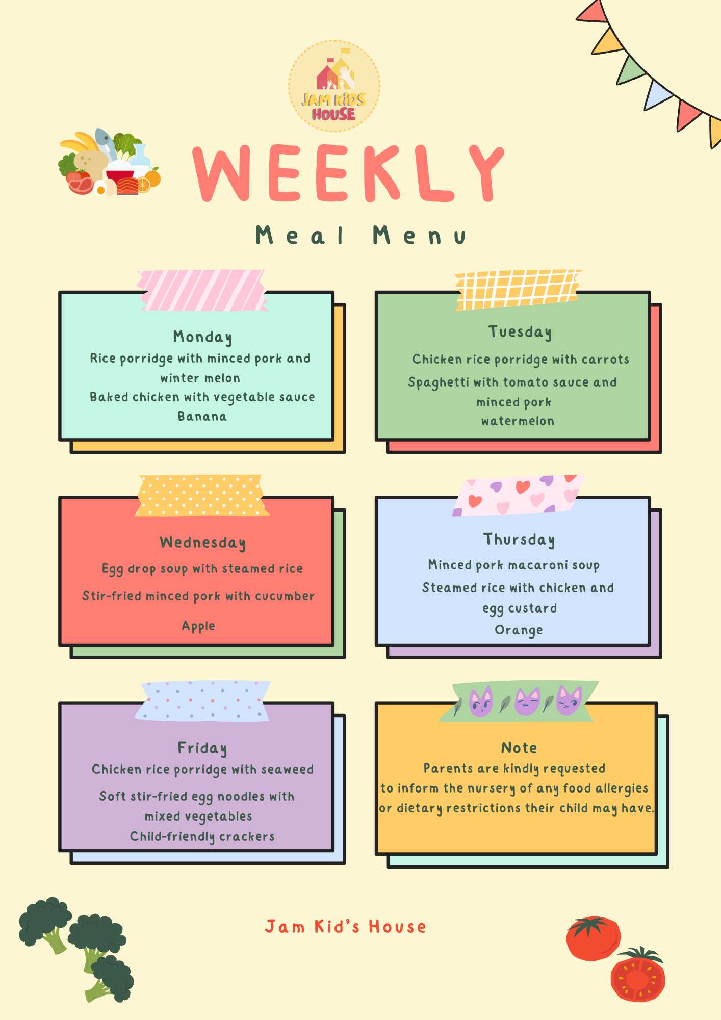 english kids food menu